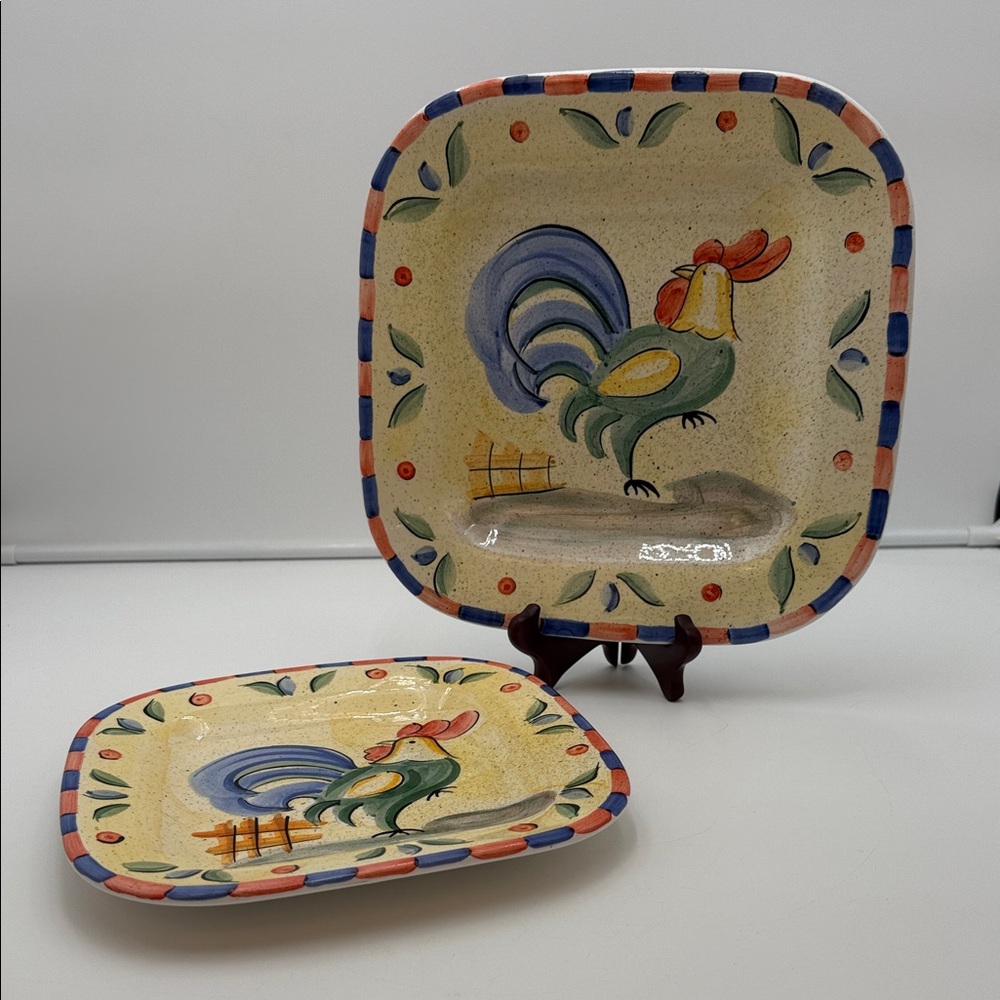 Bella Ceramica Rooster Dinner & Salad Plates set of two